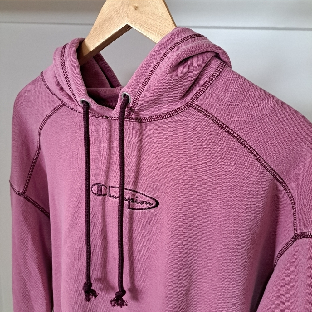 Champion | Pink acid wash texture logo pull over hoodie - Picture 5 of 10